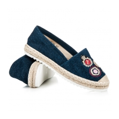 Luxusné modré espadrilky s výšivkou na špičke - CV-355D.BL (Veľkosť 39)