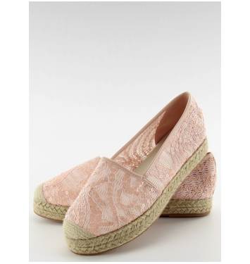 Ružové krajkové espadrilky s flitrami - 7137 (Veľkosť 40)
