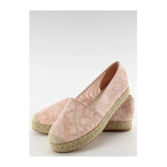 Ružové krajkové espadrilky s flitrami - 7137 (Veľkosť 40)