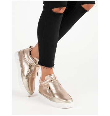 Dámske zlaté tenisky na zips  - LF-81GO (Veľkosť 37)