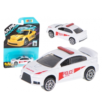 Kovový model policajného auta 7 cm biely