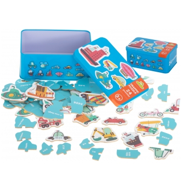 Puzzle v plechovej krabičke vozidla 24 dielikov